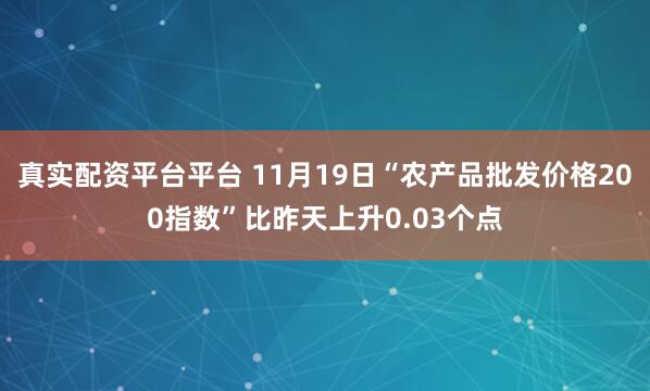 真实配资平台平台 11月19日“农产品批发价格200指数”比昨天上升0.03个点