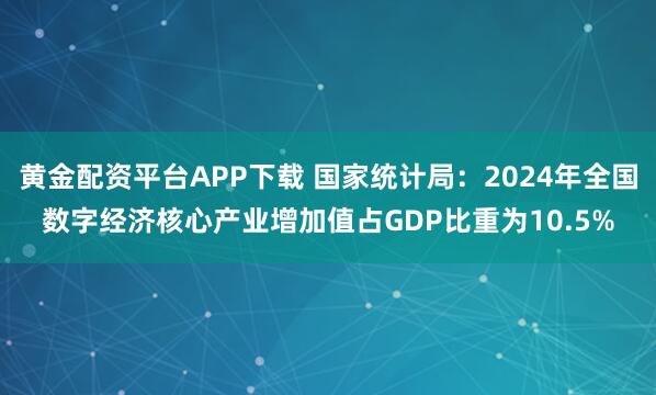 黄金配资平台APP下载 国家统计局：2024年全国数字经济核心产业增加值占GDP比重为10.5%