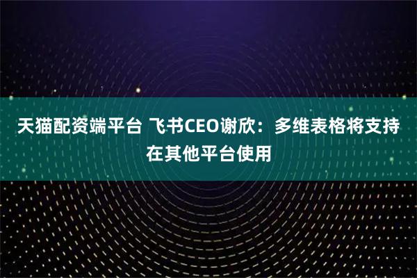 天猫配资端平台 飞书CEO谢欣：多维表格将支持在其他平台使用